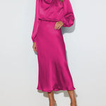 Satin Long-Sleeved Loose Fit Dress Elegant Evening Party Dresses