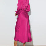 Satin Long-Sleeved Loose Fit Dress Elegant Evening Party Dresses