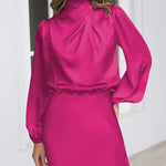 Satin Long-Sleeved Loose Fit Dress Elegant Evening Party Dresses