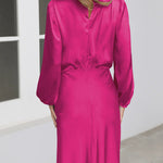 Satin Long-Sleeved Loose Fit Dress Elegant Evening Party Dresses