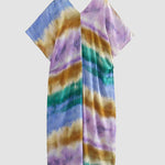V-neck Short-sleeved Loose Tie Dye Caftan Dress