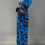 Round Neck Bell Sleeves Jacquard Slim Long Dress