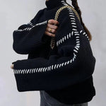 Loose Casual Chic Contrast Patchwork Sweater
