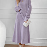Elegant Knitted Two Pieces Sets One-shoulder Sweater Top Elastic Waist Fishtail Skirt