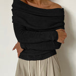 Women's Off Shoulder Tops Long Sleeve Slim Sweater
