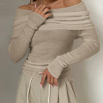 Women's Off Shoulder Tops Long Sleeve Slim Sweater
