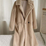 Loose Lamb-wool Coat Teddy Fur Lapel Mid-length Plush Coat