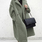 Loose Lamb-wool Coat Teddy Fur Lapel Mid-length Plush Coat