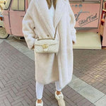 Loose Lamb-wool Coat Teddy Fur Lapel Mid-length Plush Coat