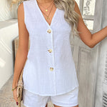 Nadorine Cotton Vest Sleeveless Shorts Two Piece Set