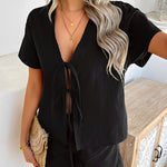 Nadorine Cotton Lace-up Casual Two-Piece