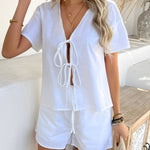 Nadorine Cotton Lace-up Casual Two-Piece
