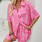 Print Contrast Drawstring 2-Piece Set