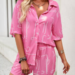Print Contrast Drawstring 2-Piece Set