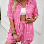 Print Contrast Drawstring 2-Piece Set