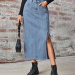 Nadorine Women's Denim Slit Midi Skirt