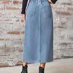 Nadorine Women's Denim Slit Midi Skirt