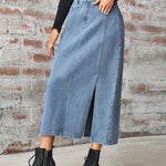 Nadorine Women's Denim Slit Midi Skirt