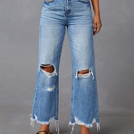 Nadorine Distressed High Waist Straight Jeans