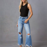 Nadorine Distressed High Waist Straight Jeans