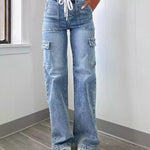 Lace-Up Multi-Pocket Overalls