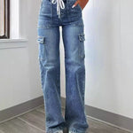 Lace-Up Multi-Pocket Overalls