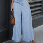 Nadorine Button Sleeveless Jeans Denim Set