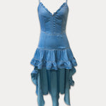 Nadorine Women's Cowgirl Denim Style Ruffled Dress