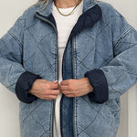 Retro Quilted Denim Style Cotton Jacket