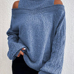 Nadorine Casual Off the Shoulder Turtleneck Sweater