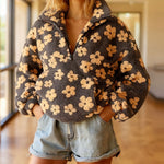 Nadorine Casual Floral Print Fleece Sweatshirt