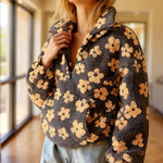 Nadorine Casual Floral Print Fleece Sweatshirt