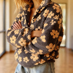 Nadorine Casual Floral Print Fleece Sweatshirt