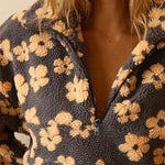 Nadorine Casual Floral Print Fleece Sweatshirt