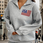 Nadorine Casual Sporty Style Quarter Zip Sweatshirt