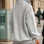 Nadorine Casual Sporty Style Quarter Zip Sweatshirt