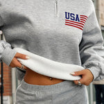 Nadorine Casual Sporty Style Quarter Zip Sweatshirt