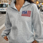 Nadorine Casual Sporty Style Quarter Zip Sweatshirt