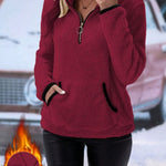 Nadorine Cozy Fleece Half Zip Pullover Sweatshirt