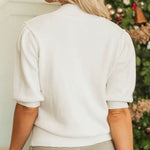 Nadorine Cozy Christmas Tree Graphic Short Sleeve Sweater