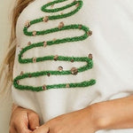 Nadorine Cozy Christmas Tree Graphic Short Sleeve Sweater