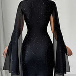 Glamorous Sparkle Cape Sleeve Knit Dress