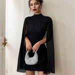 Glamorous Sparkle Cape Sleeve Knit Dress