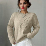 Nadorine Chic Dimensional Floral Knit Sweater