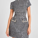 Nadorine Elegant Houndstooth Short Sleeve Dress for Women Casual Summer Vacation 2026