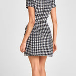 Nadorine Elegant Houndstooth Short Sleeve Dress for Women Casual Summer Vacation 2026