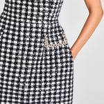 Nadorine Elegant Houndstooth Short Sleeve Dress for Women Casual Summer Vacation 2026