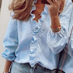 Nadorine Elegant Ruffle V-Neck Top for Women Cute Summer Casual 2026 | Under $40