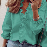 Nadorine Elegant Ruffle V-Neck Top for Women Cute Summer Casual 2026 | Under $40