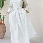 Nadorine Women's Casual Cinched Waist Long Sleeve Dress